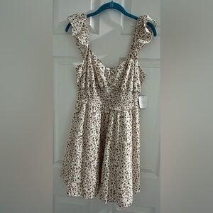 NWT Altar'D Sate Women's V-Neck Flutter-Sleeve Ivory/Rust Floral Dress Sze M